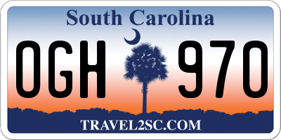 SC license plate OGH970