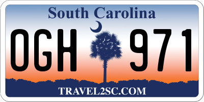 SC license plate OGH971