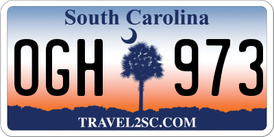 SC license plate OGH973