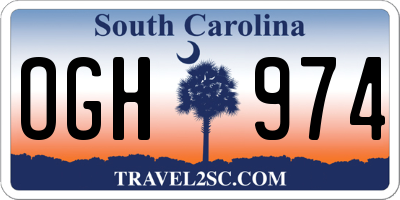 SC license plate OGH974