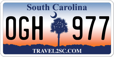 SC license plate OGH977