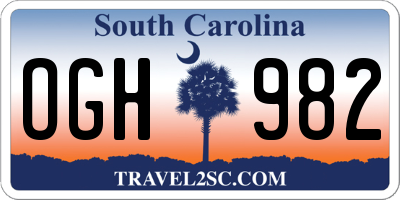 SC license plate OGH982