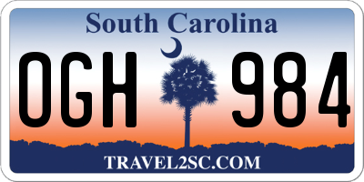 SC license plate OGH984