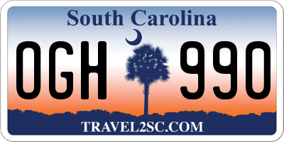 SC license plate OGH990