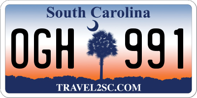 SC license plate OGH991