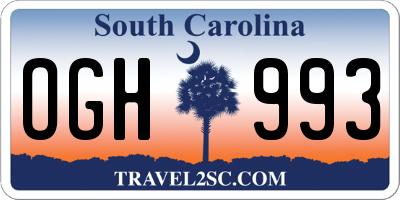 SC license plate OGH993