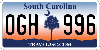 SC license plate OGH996