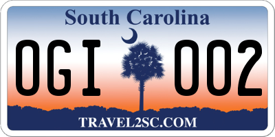 SC license plate OGI002