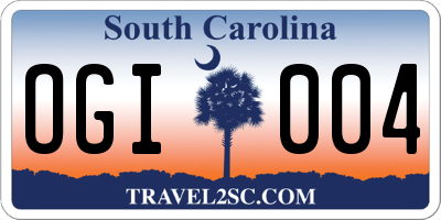 SC license plate OGI004