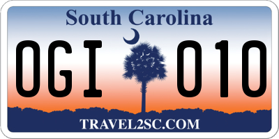 SC license plate OGI010