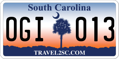 SC license plate OGI013