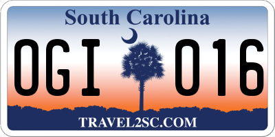 SC license plate OGI016
