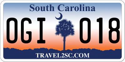SC license plate OGI018