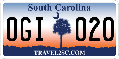 SC license plate OGI020