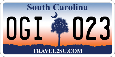 SC license plate OGI023