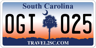 SC license plate OGI025