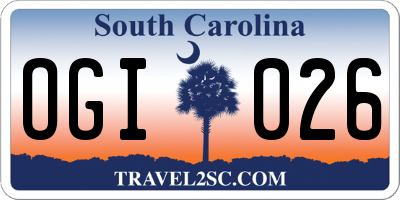 SC license plate OGI026