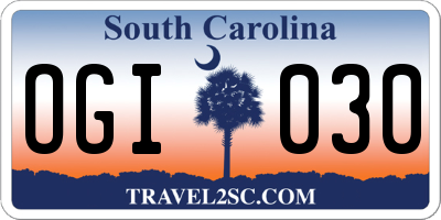 SC license plate OGI030