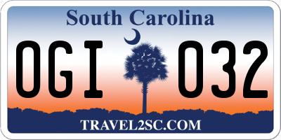 SC license plate OGI032