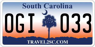 SC license plate OGI033