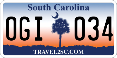 SC license plate OGI034