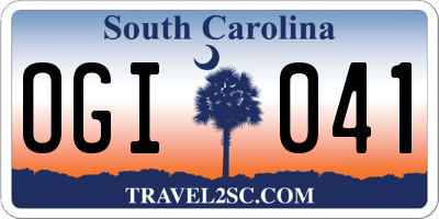 SC license plate OGI041