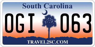 SC license plate OGI063