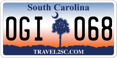SC license plate OGI068