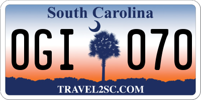 SC license plate OGI070