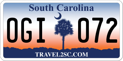 SC license plate OGI072
