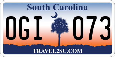 SC license plate OGI073