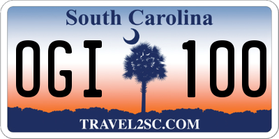 SC license plate OGI100