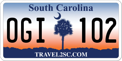 SC license plate OGI102