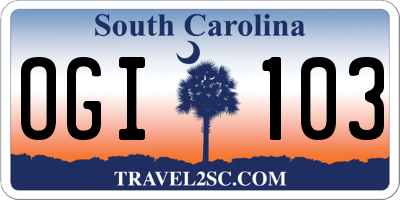 SC license plate OGI103