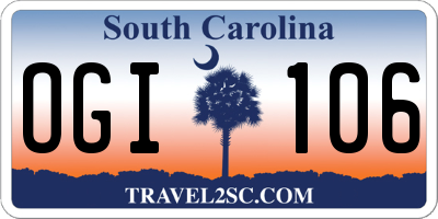 SC license plate OGI106