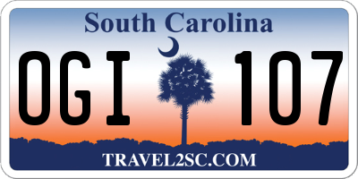 SC license plate OGI107