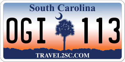 SC license plate OGI113