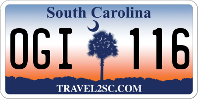 SC license plate OGI116