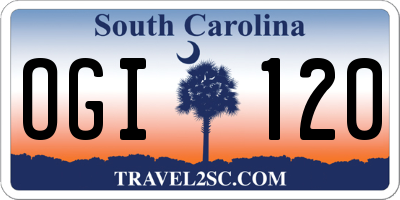 SC license plate OGI120