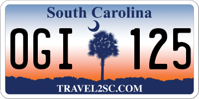 SC license plate OGI125