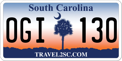 SC license plate OGI130
