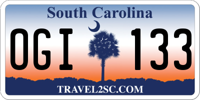 SC license plate OGI133