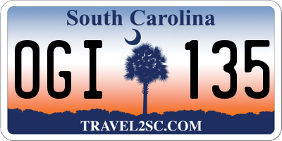 SC license plate OGI135