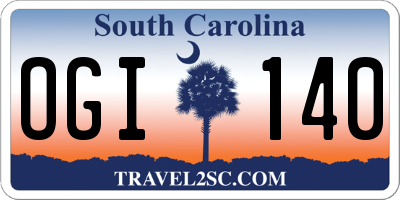 SC license plate OGI140