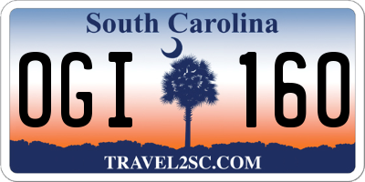 SC license plate OGI160