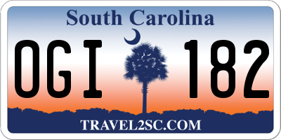 SC license plate OGI182