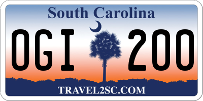 SC license plate OGI200