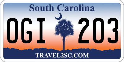 SC license plate OGI203