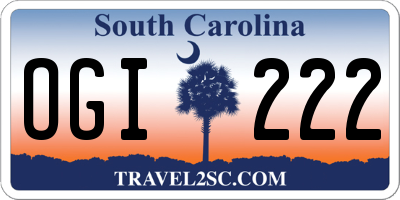 SC license plate OGI222