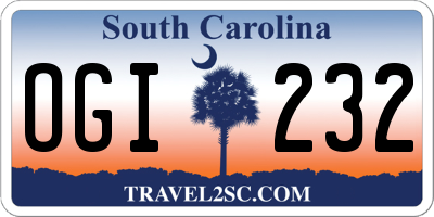 SC license plate OGI232